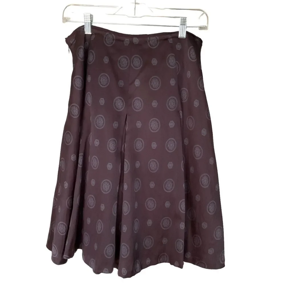 Banana Republic Factory Black Gray Medallion Print Silk Cotton Blend Skirt Sz 8